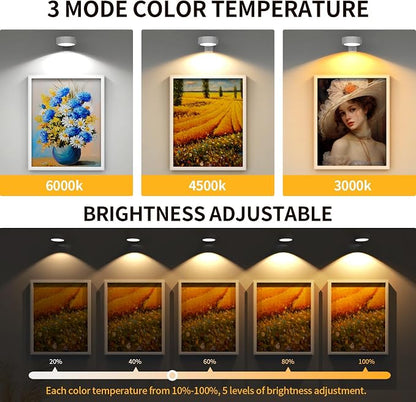 Narotood 6 Pack Picture Lights for Wall, Rechargeable Battery Operated Wall - Image 6