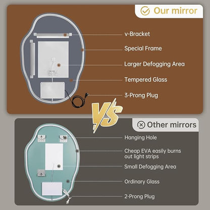 LOVESPEJO Irregular Backlit Mirror Bathroom 25x35 Inch, Asymmetrical LED - Image 3