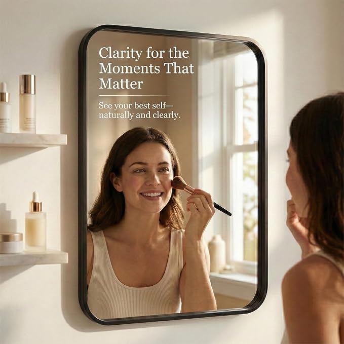 2-Pack 24x36 Inch Matte Black Bathroom Vanity Mirrors | Flush Mount Deep Set - Image 5
