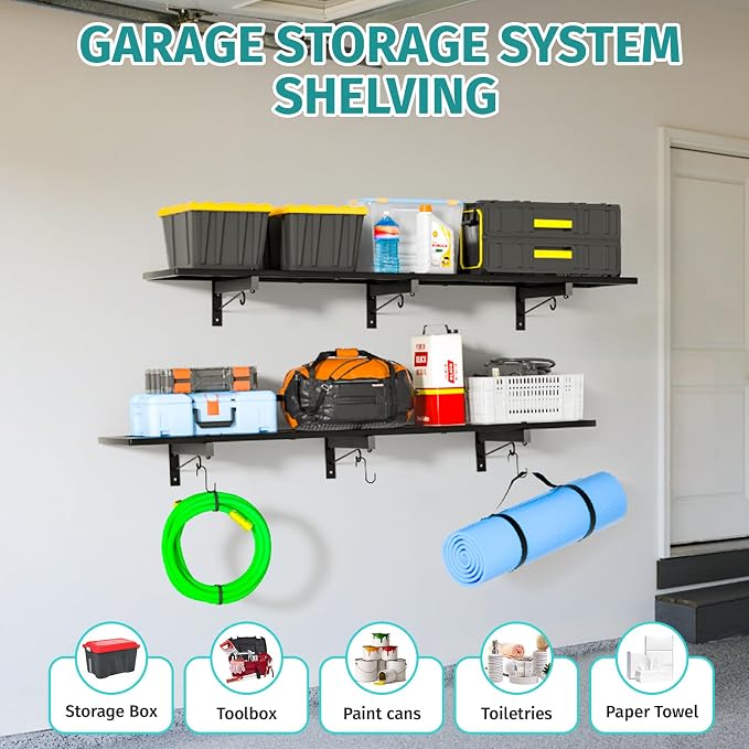 Garage Wall Shelving, Heavy Duty Storage Shelves 180 LBS Capacity, Floating - Image 8