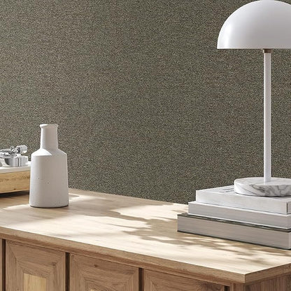 SHUFA Blended Brown Cotton-Like Textured Grasscloth Wallpaper Matte Thick Real - Image 6