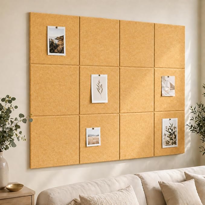 Large Cork Boards for Walls – 48" x 36" Self Adhesive Felt Wall Tiles by CreateYourIdealSpace