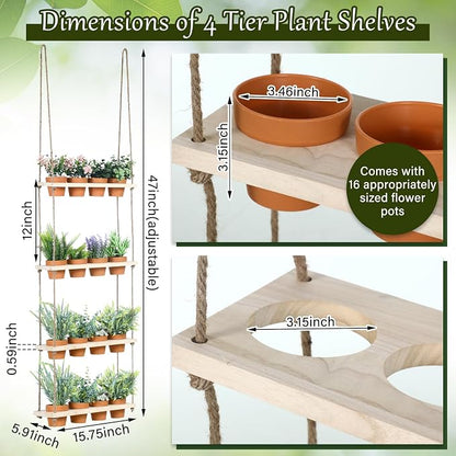 FillTouch 4 Tiered Window Plant Shelves Hanging Herb Planter Indoor Display - Image 9