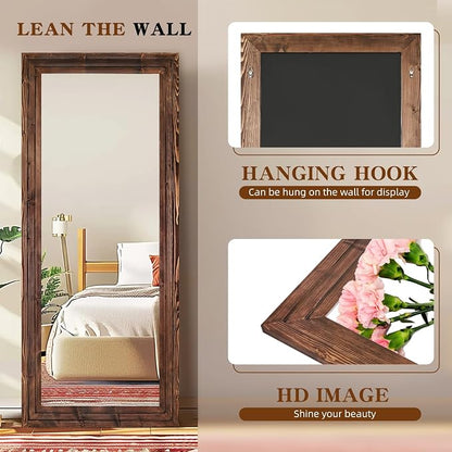 Full Length Mirror 76"x34" Solid Wood Frame Floor Large Mirror - Image 3