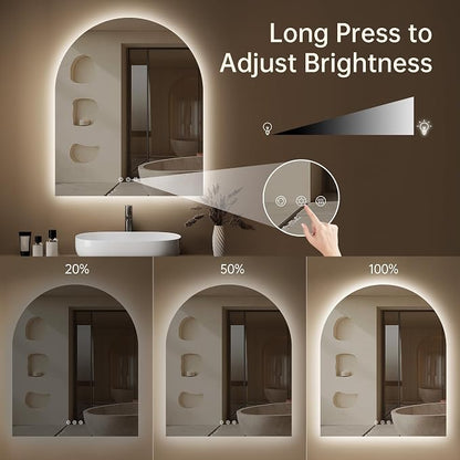 Arched Backlit Mirror Bathroom 30"x36"- Frameless LED Bathroom Mirror - Image 3