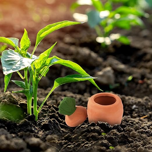 Terracotta Watering Spikes 4 Pcs – Eco Self‑Watering Stakes for Wine Bottles, Slow‑Release Watering System for House & Garden