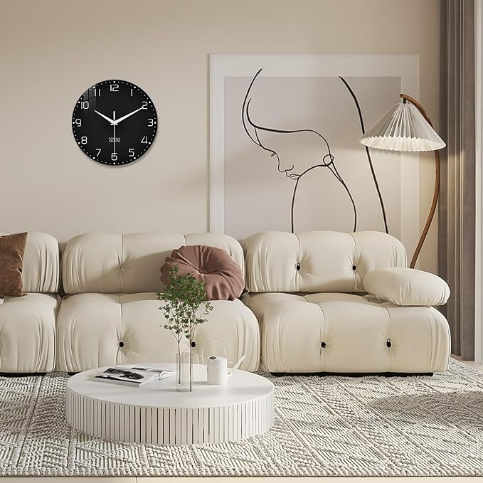 XNM Black Wall Clock Round 24 Inch Battery Operated Silent Wall Clock - Image 4