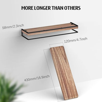 Meangood Floating Shelves Wall Mounted Set of 2, Rustic Wood Wall Storage - Image 3