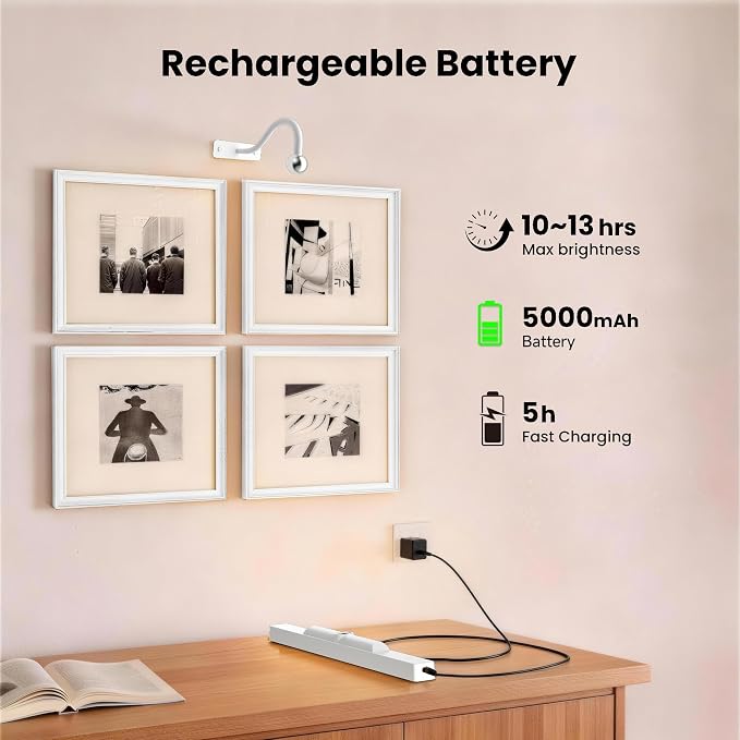 Rechargeable Picture Light for Wall Art White - Image 6