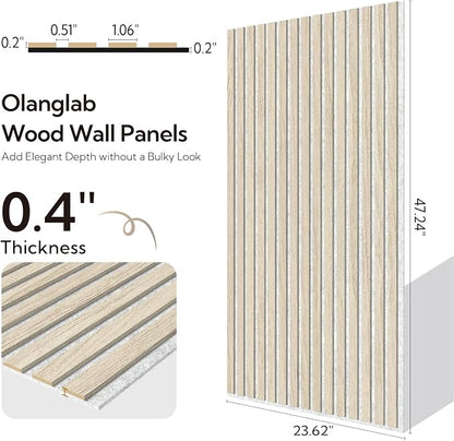 Olanglab Wood Slat Wall Panels 4 Pack, Acoustic Wall Panels, 47.24'' x 23.62" - Image 5
