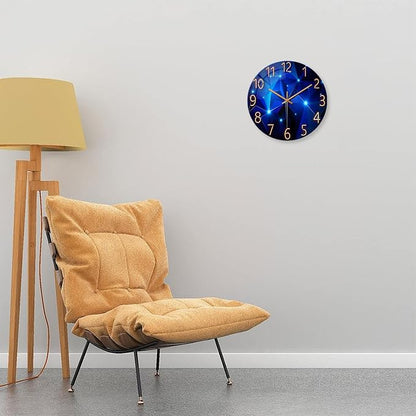 Blue Wall Clock Battery Operated 14 Inch Modern Wall Clock Non Ticking Glass - Image 6