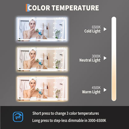 LED Bathroom Mirror 55 x 26 inch, Lighted Bathroom Vanity Mirror - Image 5