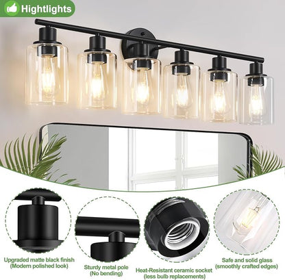 Zarbitta 6-Light Bathroom Light Fixtures, Bathroom Wall Lamp - Image 4