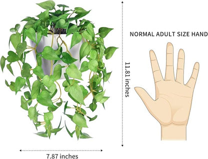 Artificial Hanging Potted Plants Set of 2, Fake Eucalyptus Vine Plant - Image 3