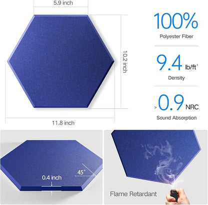 8 Pack Self-adhesive Acoustic Panels 12" X 10" X 0.4" - Image 3