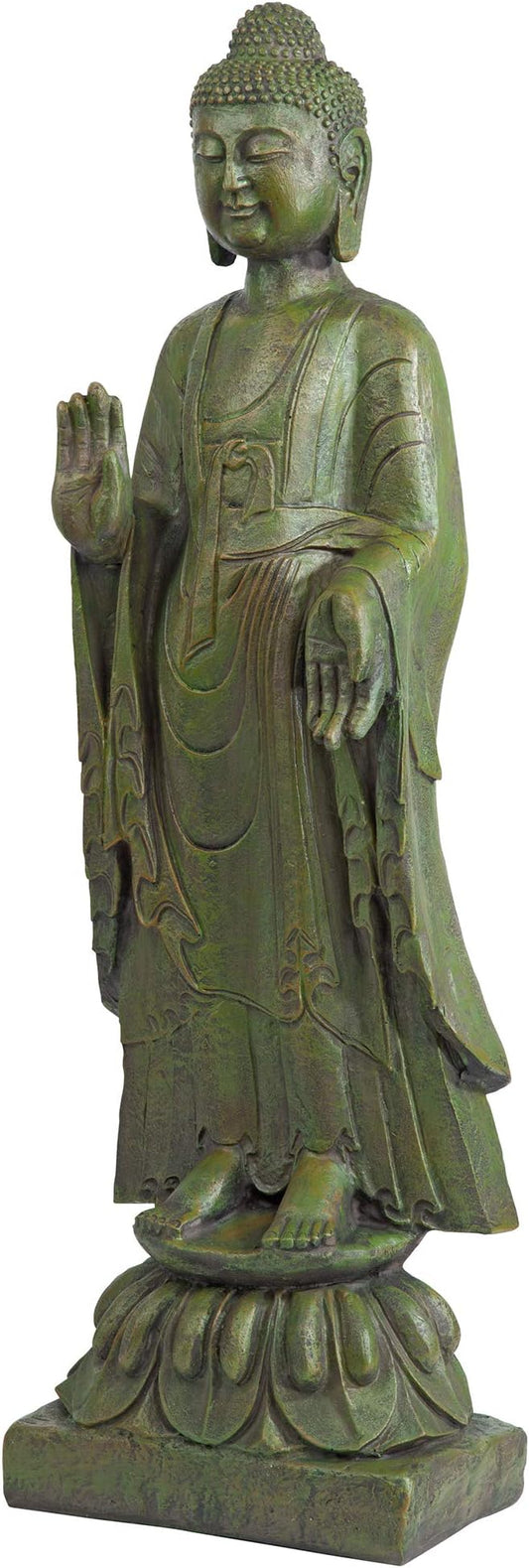 Design Toscano Enlightened One Asian Decor Indoor/Outdoor Garden Statue, 12 inches Wide, 40 inches Tall, Cast Stone Resin, Green Bronze Finish