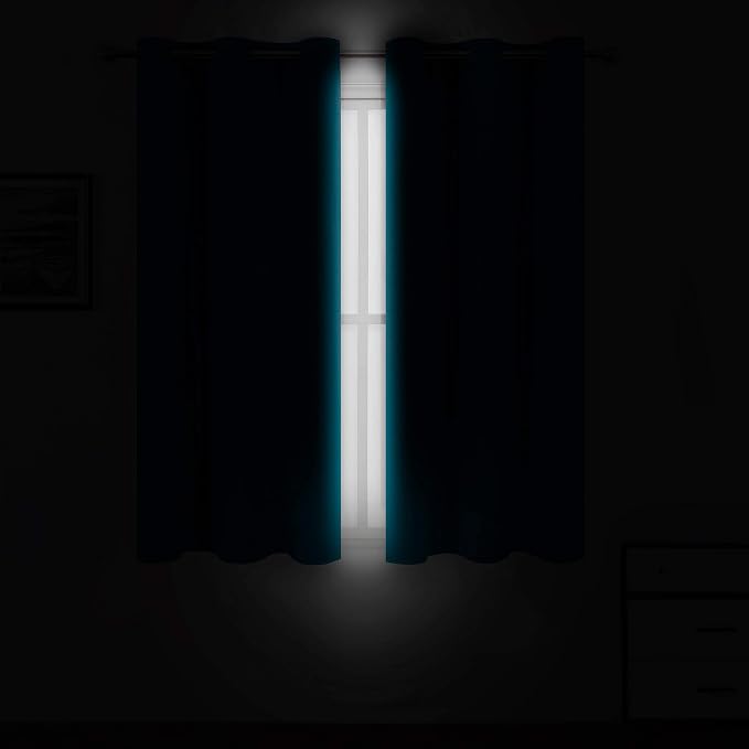 LEMOMO Teal Blackout Curtains 34 x 84 Inch Length/Set of 2 Curtain - Image 3