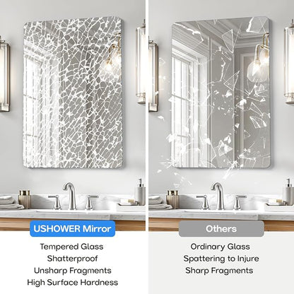 USHOWER 2-Pack Frameless Bathroom Mirror 20X30 Inch, Rectangle Wall Vanity - Image 3