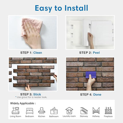 COMSTICKC 3D Brown Faux Brick Wall Panel Peel and Stick Wall Covering, Not Real - Image 8