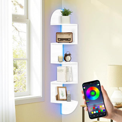 Corner Shelf Wall Mounted, 5 Tier Corner Bookshelf by Jasenlove
