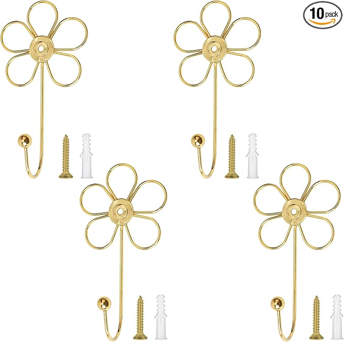 4 Pcs Heavy Duty Decorative Wall Hooks, Creative Flower Shaped Wall Mounted Hook by Unknown