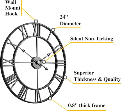 CLXEAST Silent 24 Inch Wall Clocks - Image 2