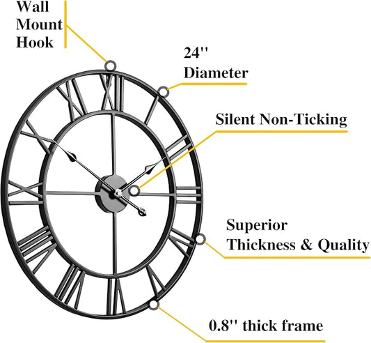 CLXEAST Silent 24 Inch Wall Clocks - Image 2