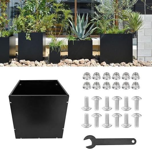 Heavy Duty Steel Planter Box (16"x16"x16"),Square Tall Planter Modern Detached for Indoor & Outdoor Planters Cube,Black Flower Plant Pot for Commercial Residential for Patio Deck & Backyard