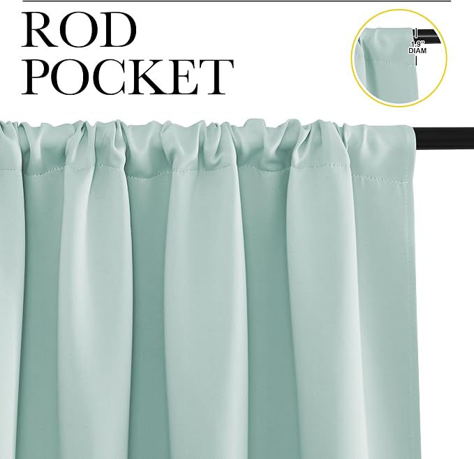NICETOWN Window Curtains for Bedroom, Aqua Blue, 2 Panels, W42 x L48 -Inch - Image 2