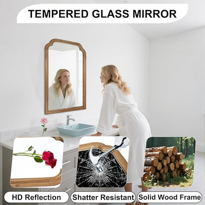 Wood Bathroom Mirror for Wall, 30 x 20 Inch Decorative Wall Mirror - Image 4