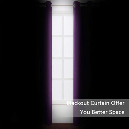 LEMOMO Purple Blackout Curtains 34 x 84 Inch Length/Set of 2 Curtain - Image 3