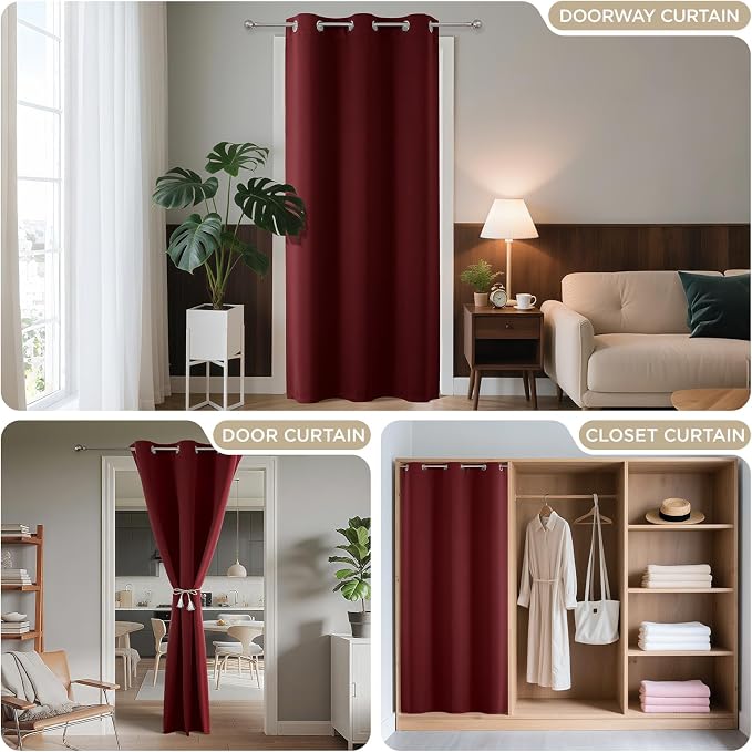 Joydeco Blackout Door Curtain for Doorway Privacy 96 Inches Long, Grommet - Image 4