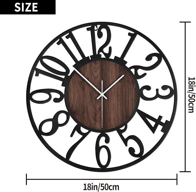 1st owned Large Wall Clock for Living Room Decor- 20" Decorative Antique Silent - Image 3
