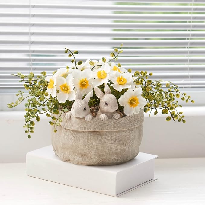 Newman House Studio Spring Bunny Flower Pot Easter-Decor - Decorative Garden Pots Cactus-Succulents Bunny Flower Pots Indoor Outdoor Plant Pots for Home Farmhouse Décor 7.5 * 7.4 * 6.1 Inch