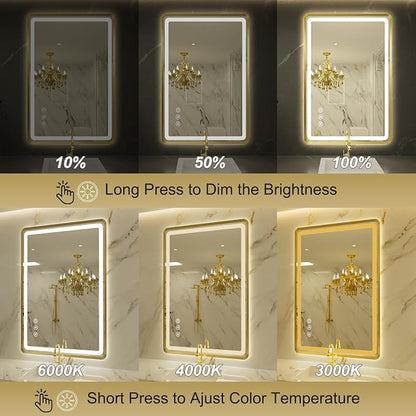 24''x36'' Gold Framed LED Bathroom Mirror - Image 2