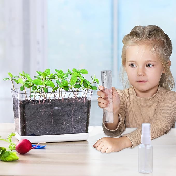 Self Watering Planters for Indoor Plants, 4 Pack Rectangular Clear Plant Pots with Drainage Holes for Spider Plant African Violet, Plant Growth Observations Plant Box for Kids