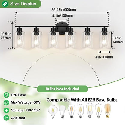 Zarbitta 6-Light Bathroom Light Fixtures, Bathroom Wall Lamp - Image 8