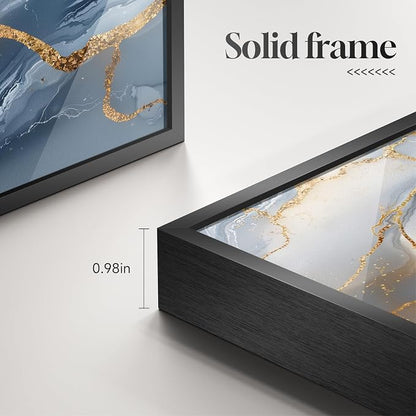 Large Framed Abstract Wall Art for Living Room, Modern Luxury 3 Piece Blue Gold - Image 6