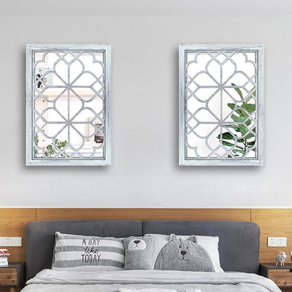Wocred Set of 2 Rectangular Wall Mirror, Gorgeous Rustic Farmhouse Accent Mirror - Image 2