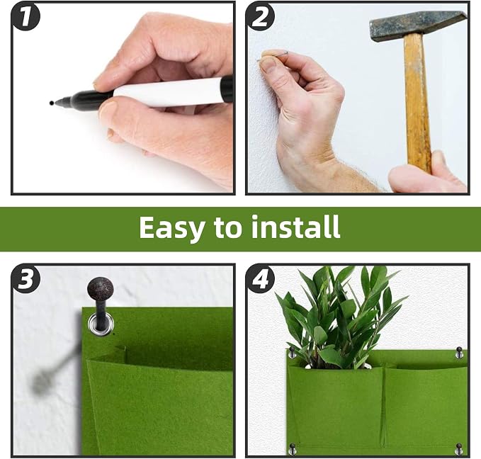 Hanging Planting Grow Bags, 12 Pockets Hanging Vertical Wall Planter Wall - Image 9