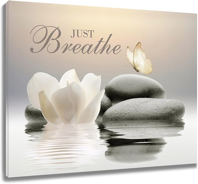 EOBTAIN Zen Spa Bathroom Wall Art Garden Butterfly and Flower Stone Relaxing by EOBTAIN