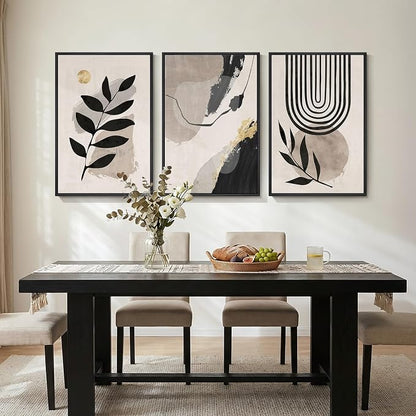 3 Piece Framed Black and White Boho Wall Art - Image 3