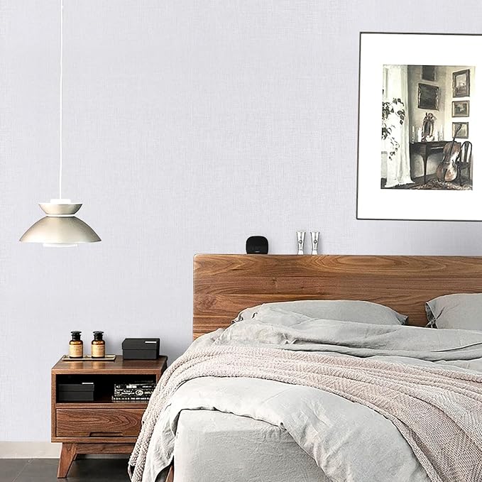 White Wallpaper Grasscloth Peel and Stick Wallpaper 15.7"x 118" Fabric Contact - Image 2