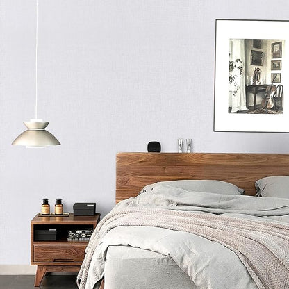 White Wallpaper Grasscloth Peel and Stick Wallpaper 15.7"x 393" Fabric Contact - Image 2