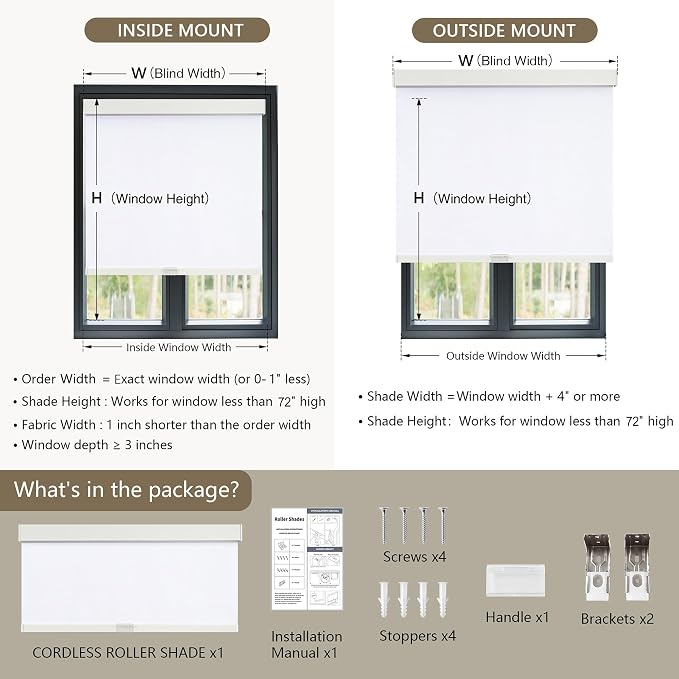 SUNOFF Cordless Blackout Roller Shades Blinds - Image 2