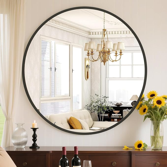 Sweetcrispy 36in Black Round Bathroom Mirrors by Sweetcrispy
