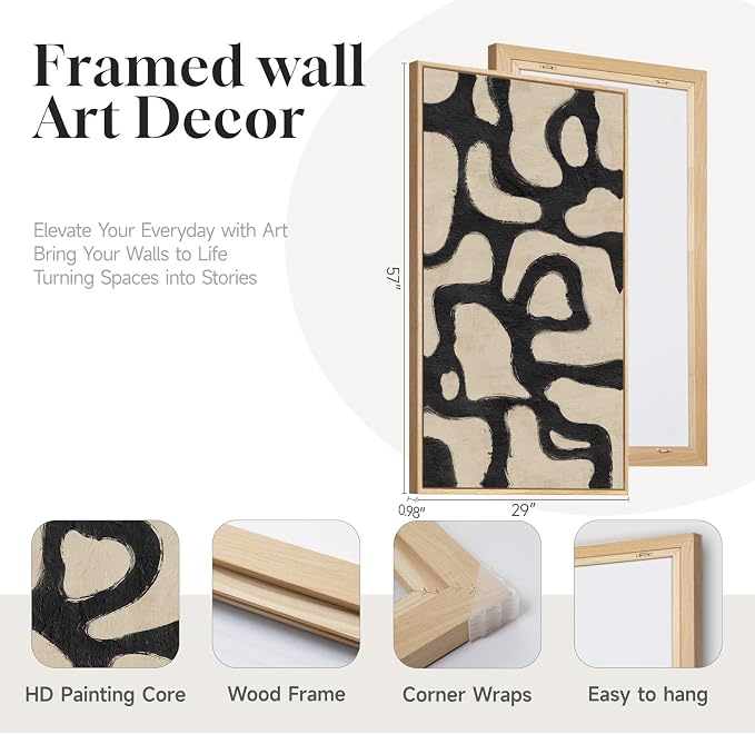 Framed Neutral Horizontal Abstract Wall Art - Image 5