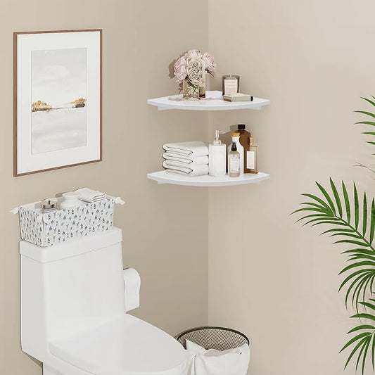 Homode Corner Wall Shelf, 12 in Wide Rounded Corner Shelf Floating - Image 2