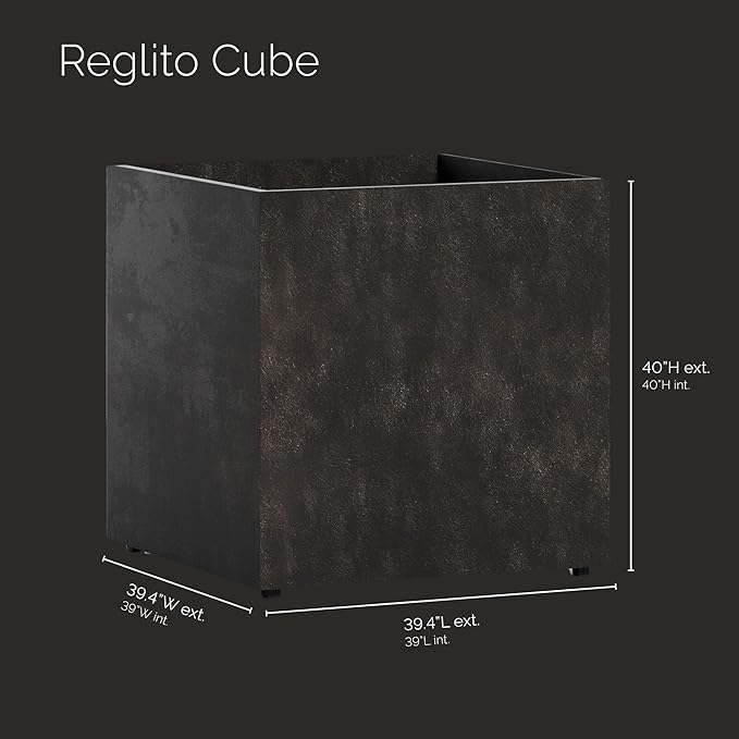 Reglito Cube Planter - 39.4 in x 39.4 in x 39.4 in - Brown Stone