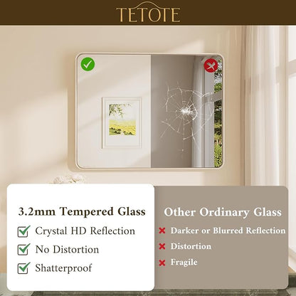 TETOTE Brushed Nickel Bathroom Mirror 24 x 36 Inch - Image 4